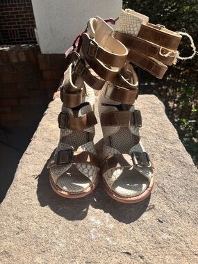 Freebird by Steven Brown and Cream Strappy Gladiator Heels